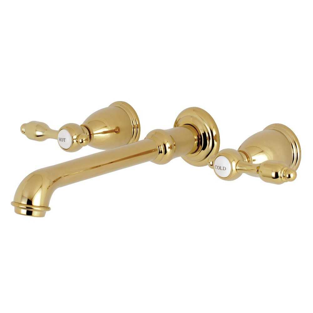 Kingston Brass Tudor 2-Handle Wall Mount Roman Tub Faucet, Polished Brass