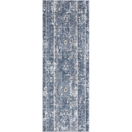 Rug Unique Loom Portland Blue Runner 2' 2 x 6' 0