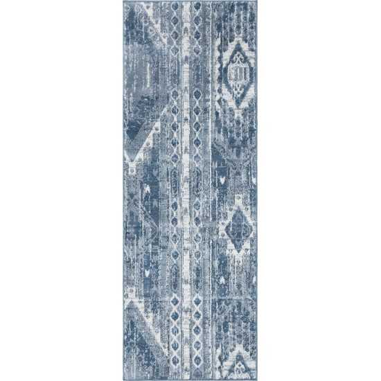 Rug Unique Loom Portland Blue Runner 2' 2 x 6' 0