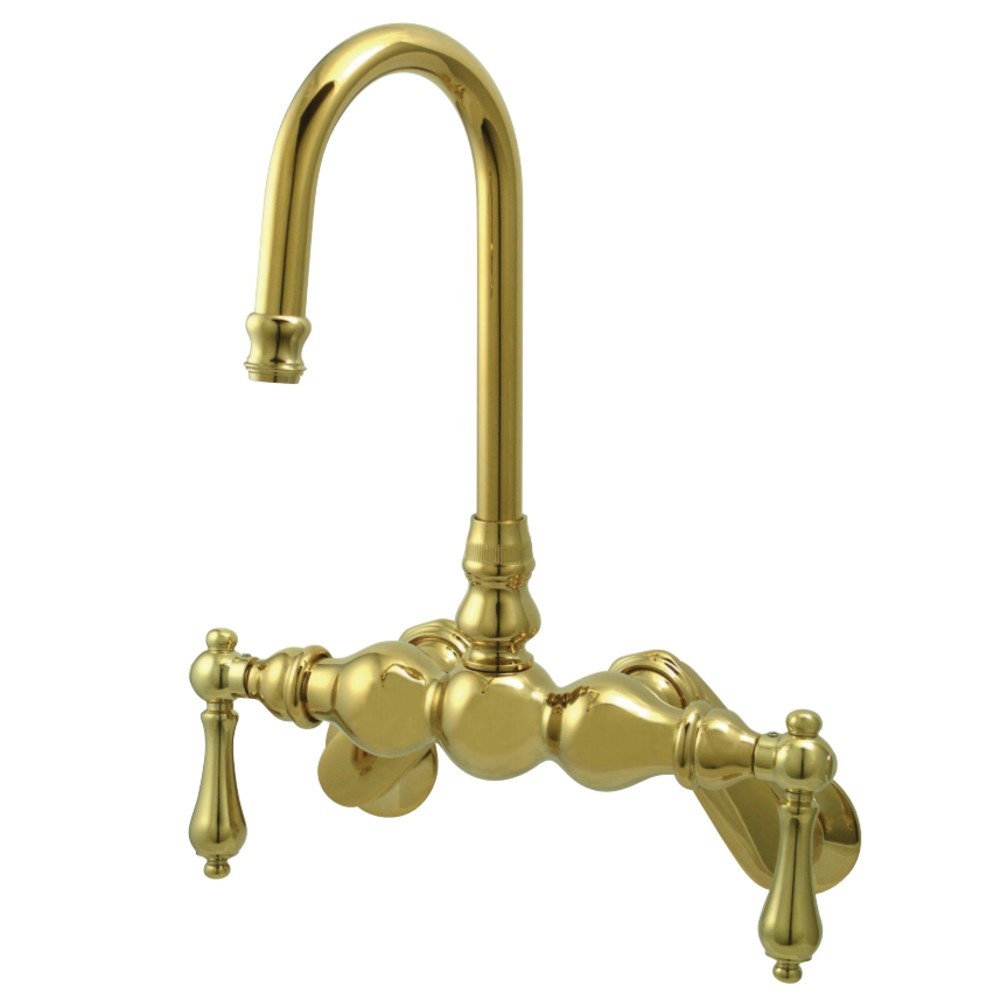 Kingston Brass Vintage Adjustable Center Wall Mount Tub Faucet, Polished Brass