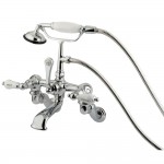 Kingston Brass Vintage Wall Mount Clawfoot Tub Faucet with Hand Shower, Polished Chrome