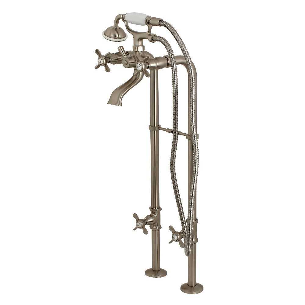 Kingston Brass Kingston Freestanding Tub Faucet with Supply Line and Stop Valve, Brushed Nickel