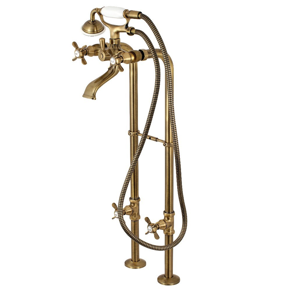 Kingston Brass Kingston Freestanding Tub Faucet with Supply Line and Stop Valve, Antique Brass