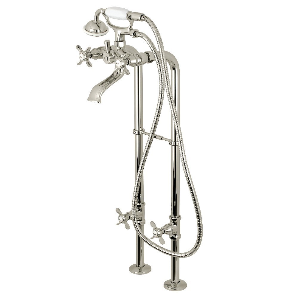 Kingston Brass Kingston Freestanding Tub Faucet with Supply Line and Stop Valve, Polished Nickel Kingston Brass Kingston Freestanding Tub Faucet with Supply Line and Stop Valve, Polished Nickel