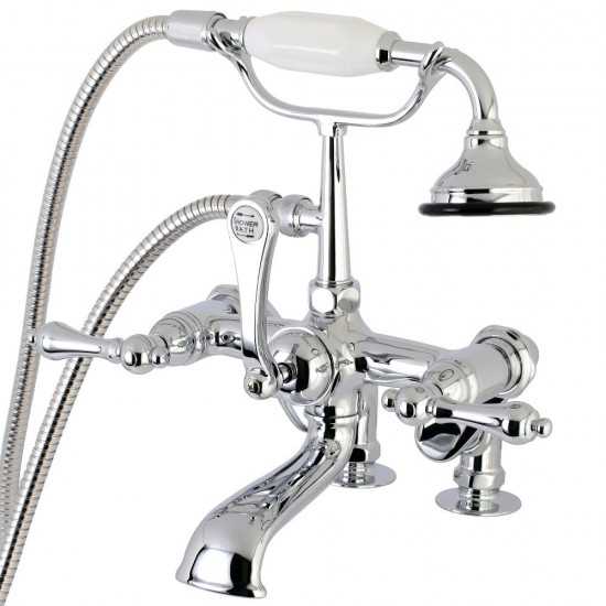 Kingston Brass Auqa Vintage 7-inch Adjustable Clawfoot Tub Faucet with Hand Shower, Polished Chrome