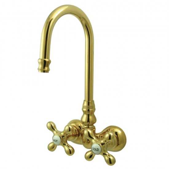 Kingston Brass Vintage 3-3/8-Inch Wall Mount Tub Faucet, Polished Brass