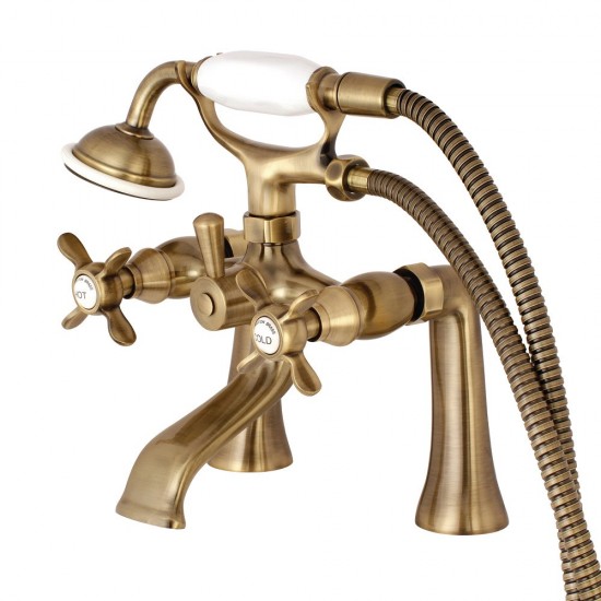 Kingston Brass Essex Clawfoot Tub Faucet with Hand Shower, Antique Brass