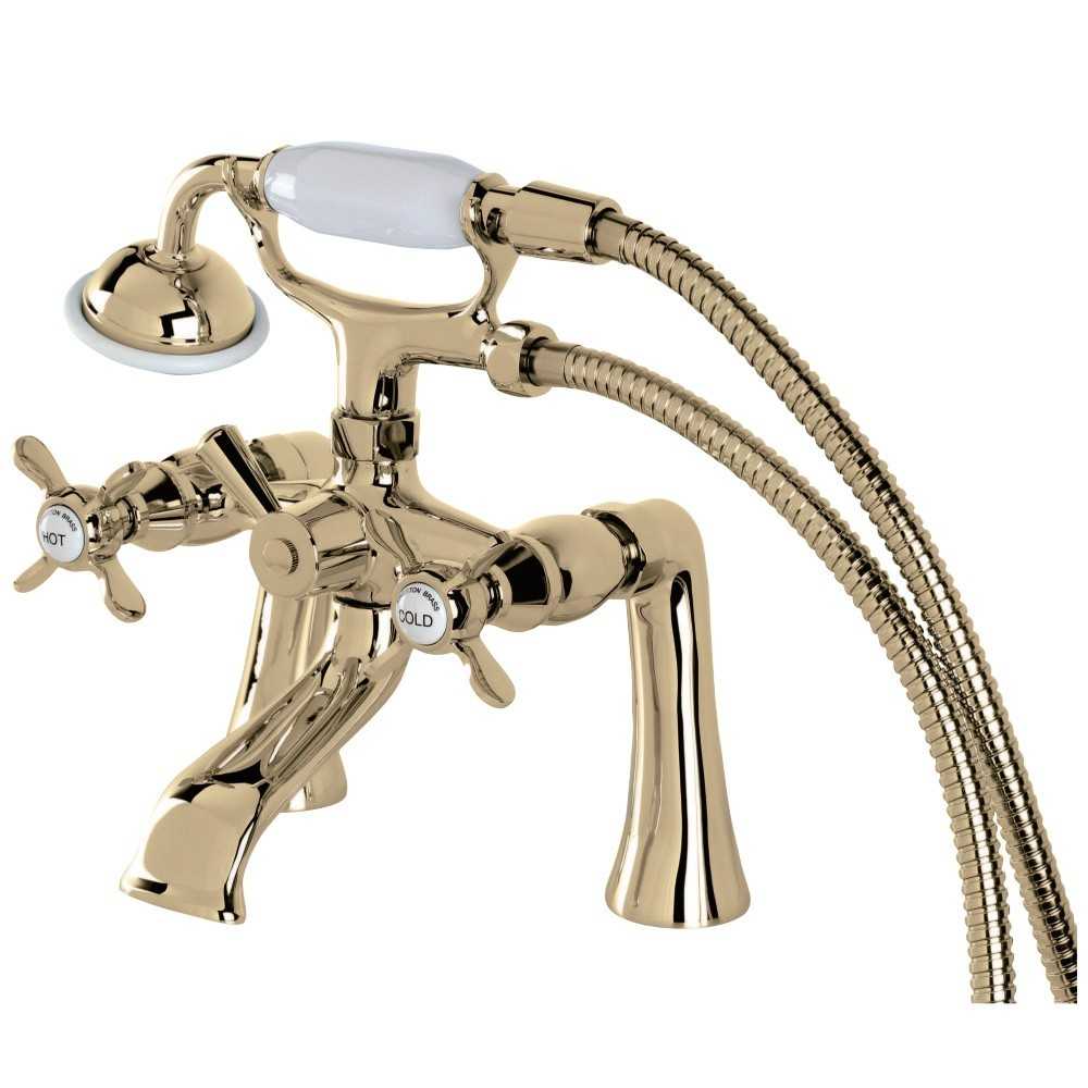 Kingston Brass Essex Clawfoot Tub Faucet with Hand Shower, Polished Brass