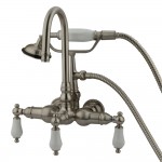 Kingston Brass Vintage 3-3/8-Inch Wall Tub Faucet with Hand Shower, Brushed Nickel