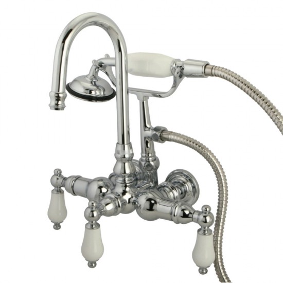 Kingston Brass Vintage 3-3/8-Inch Wall Tub Faucet with Hand Shower, Polished Chrome