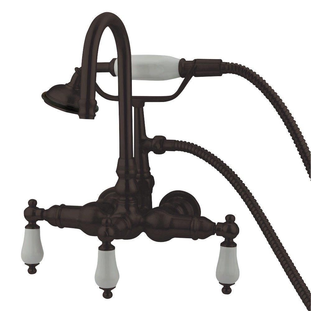 Kingston Brass Vintage 3-3/8-Inch Wall Tub Faucet with Hand Shower, Oil Rubbed Bronze