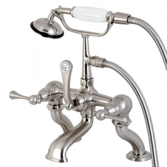 Kingston Brass Clawfoot Tub Faucet with Hand Shower, Brushed Nickel