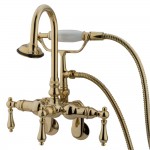 Kingston Brass Vintage Adjustable Center Wall Mount Tub Faucet, Polished Brass