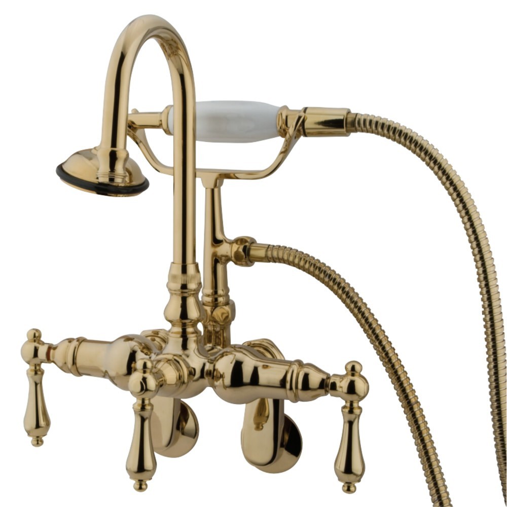 Kingston Brass Vintage Adjustable Center Wall Mount Tub Faucet, Polished Brass Kingston Brass Vintage Adjustable Center Wall Mount Tub Faucet, Polished Brass