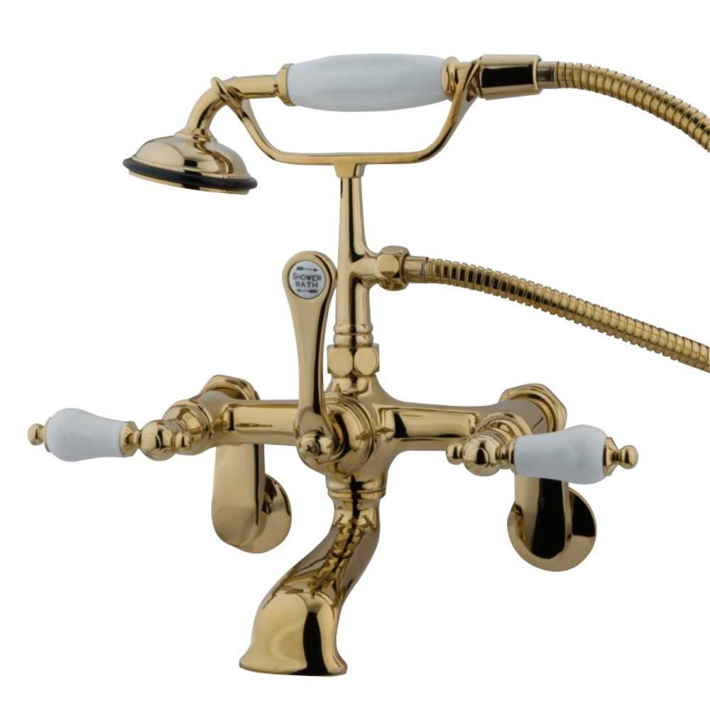 Kingston Brass Vintage Adjustable Center Wall Mount Tub Faucet, Polished Brass