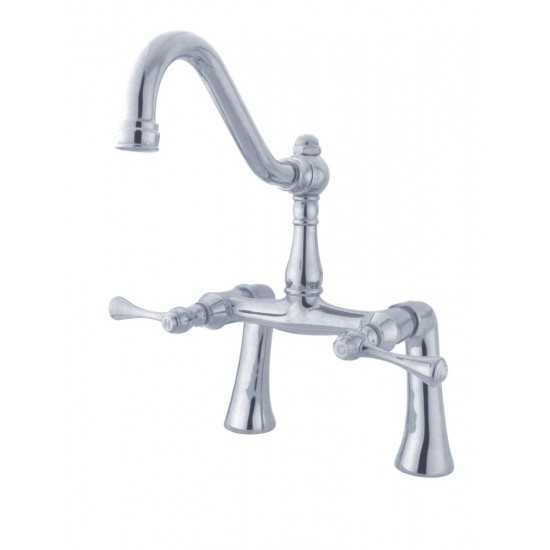 Kingston Brass Restoration 7-Inch Center Deck Mount Clawfoot Tub Faucet, Polished Chrome