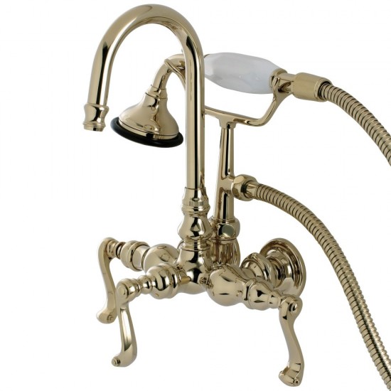 Aqua Vintage Royale Wall Mount Clawfoot Tub Faucet, Polished Brass
