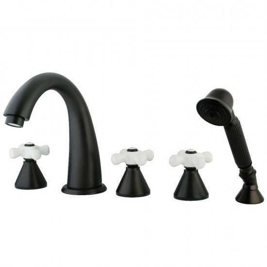 Kingston Brass 5-Piece Roman Tub Faucet with Hand Shower, Oil Rubbed Bronze