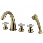 Kingston Brass 5-Piece Roman Tub Faucet with Hand Shower, Polished Brass