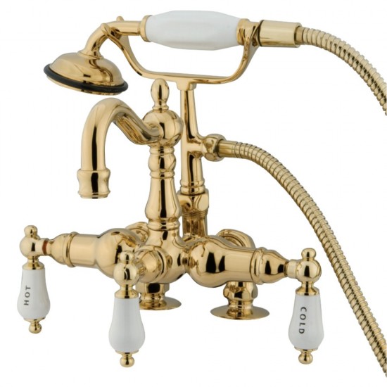 Kingston Brass Vintage 3-3/8-Inch Deck Mount Tub Faucet, Polished Brass