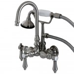 Aqua Vintage Heirloom Wall Mount Clawfoot Tub Faucet, Brushed Nickel