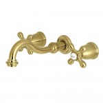 Kingston Brass Restoration Two-Handle Wall Mount Tub Faucet, Brushed Brass