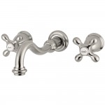 Kingston Brass Restoration Two-Handle Wall Mount Tub Faucet, Brushed Nickel