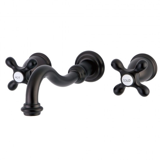 Kingston Brass Restoration Two-Handle Wall Mount Tub Faucet, Oil Rubbed Bronze