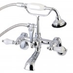 Kingston Brass Aqua Vintage Wall Mount Tub Faucet with Hand Shower, Polished Chrome