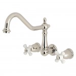 Kingston Brass Heritage Wall Mount Tub Faucet, Polished Nickel