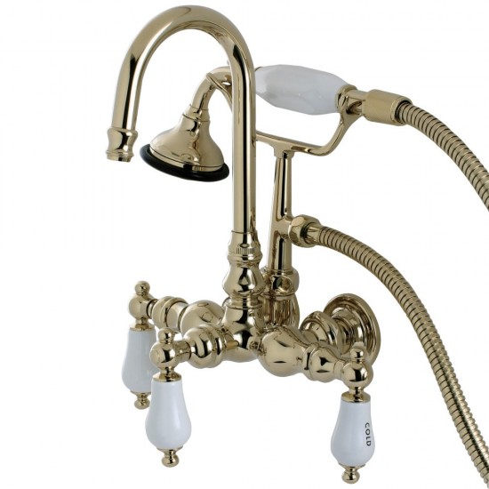 Kingston Brass Aqua Vintage Wall Mount Clawfoot Tub Faucet, Polished Brass