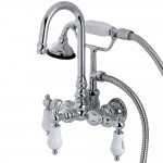 Kingston Brass Aqua Vintage Wall Mount Clawfoot Tub Faucet, Polished Chrome