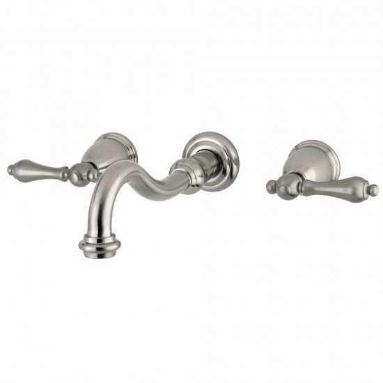 Kingston Brass Restoration Two-Handle Wall Mount Tub Faucet, Brushed Nickel
