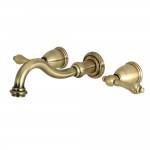 Kingston Brass Restoration Two-Handle Wall Mount Tub Faucet, Antique Brass