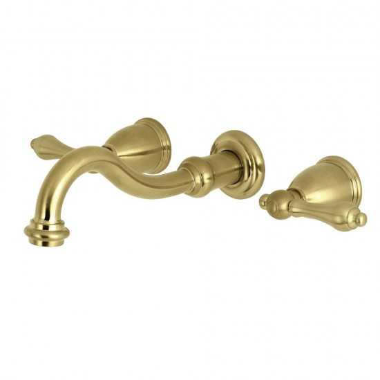 Kingston Brass Restoration Two-Handle Wall Mount Tub Faucet, Brushed Brass