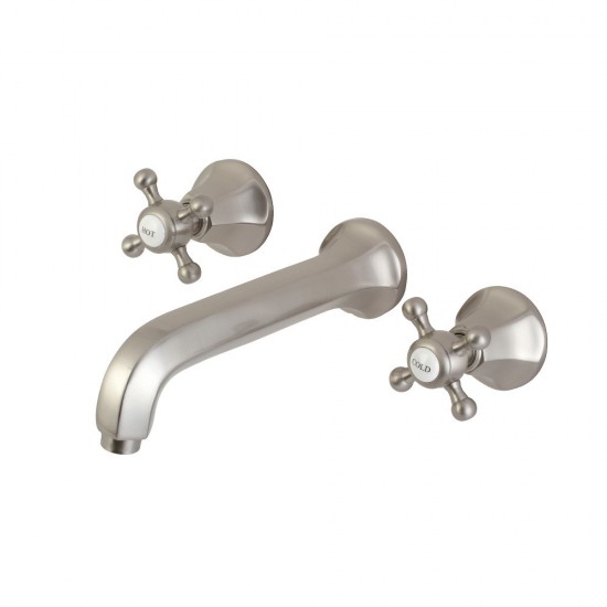 Kingston Brass Metropolitan 2-Handle Wall Mount Tub Faucet, Brushed Nickel