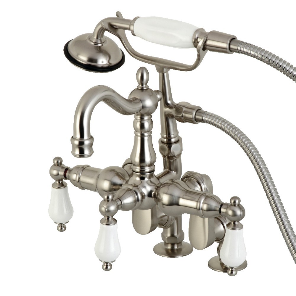 Kingston Brass Vintage Clawfoot Tub Faucet with Hand Shower, Brushed Nickel