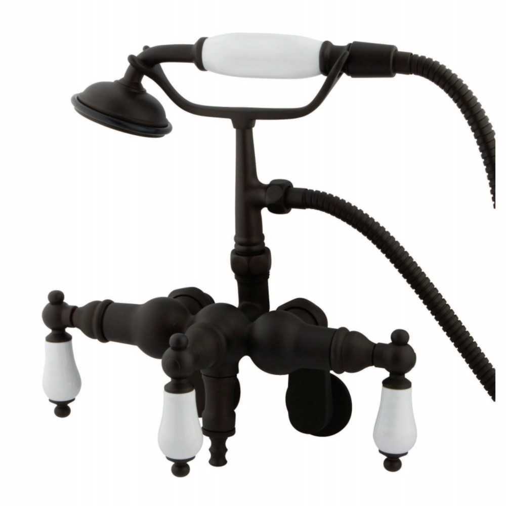 Kingston Brass Vintage Adjustable Center Wall Mount Tub Faucet with Hand Shower, Oil Rubbed Bronze Kingston Brass Vintage Adjustable Center Wall Mount Tub Faucet with Hand Shower, Oil Rubbed Bronze