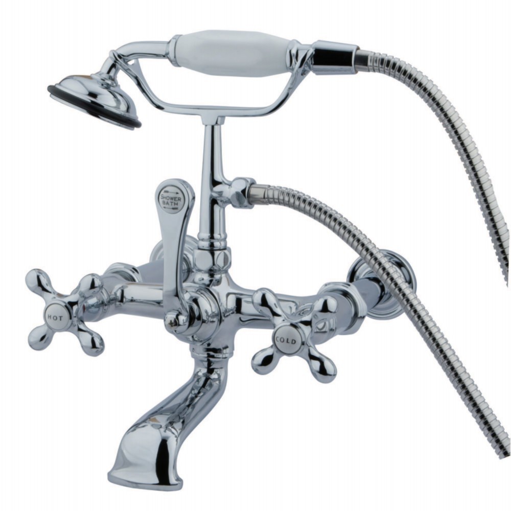 Kingston Brass Vintage 7-Inch Wall Mount Tub Faucet with Hand Shower, Polished Chrome