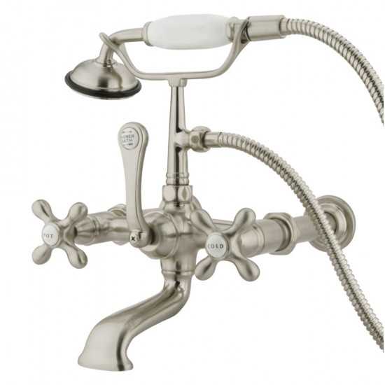 Kingston Brass Vintage 7-Inch Wall Mount Tub Faucet with Hand Shower, Brushed Nickel