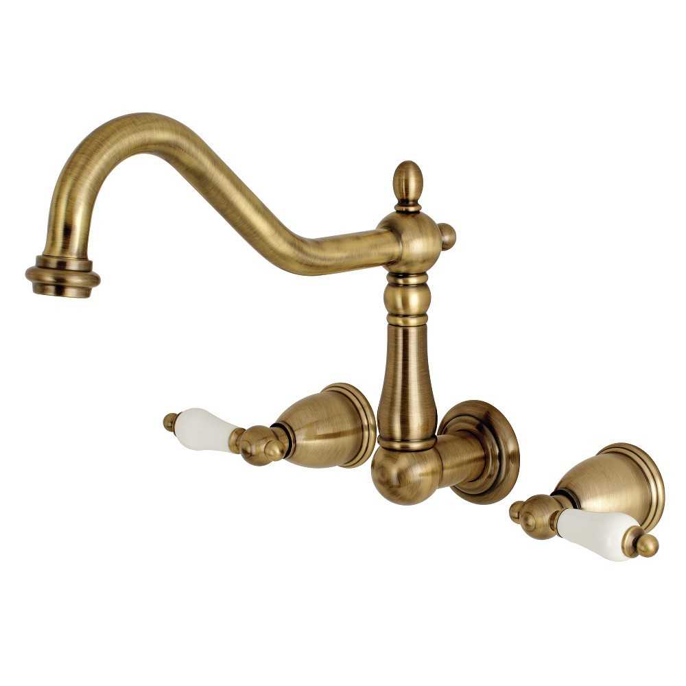 Kingston Brass Heritage Wall Mount Tub Faucet, Antique Brass