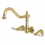 Kingston Brass Heritage Wall Mount Tub Faucet, Polished Brass