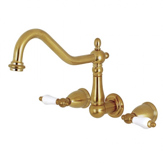 Kingston Brass Heritage Wall Mount Tub Faucet, Brushed Brass