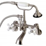 Kingston Brass Aqua Vintage Wall Mount Tub Faucet with Hand Shower, Brushed Nickel