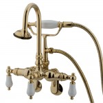 Kingston Brass Vintage Adjustable Center Wall Mount Tub Faucet, Polished Brass