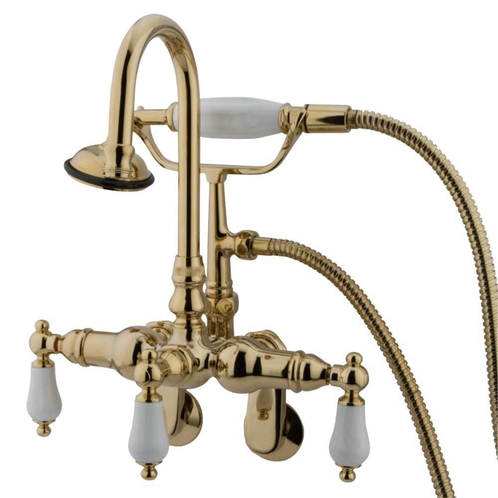 Kingston Brass Vintage Adjustable Center Wall Mount Tub Faucet, Polished Brass