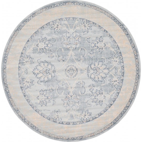 Rug Unique Loom Paris Light Blue Round 6' 0 x 6' 0