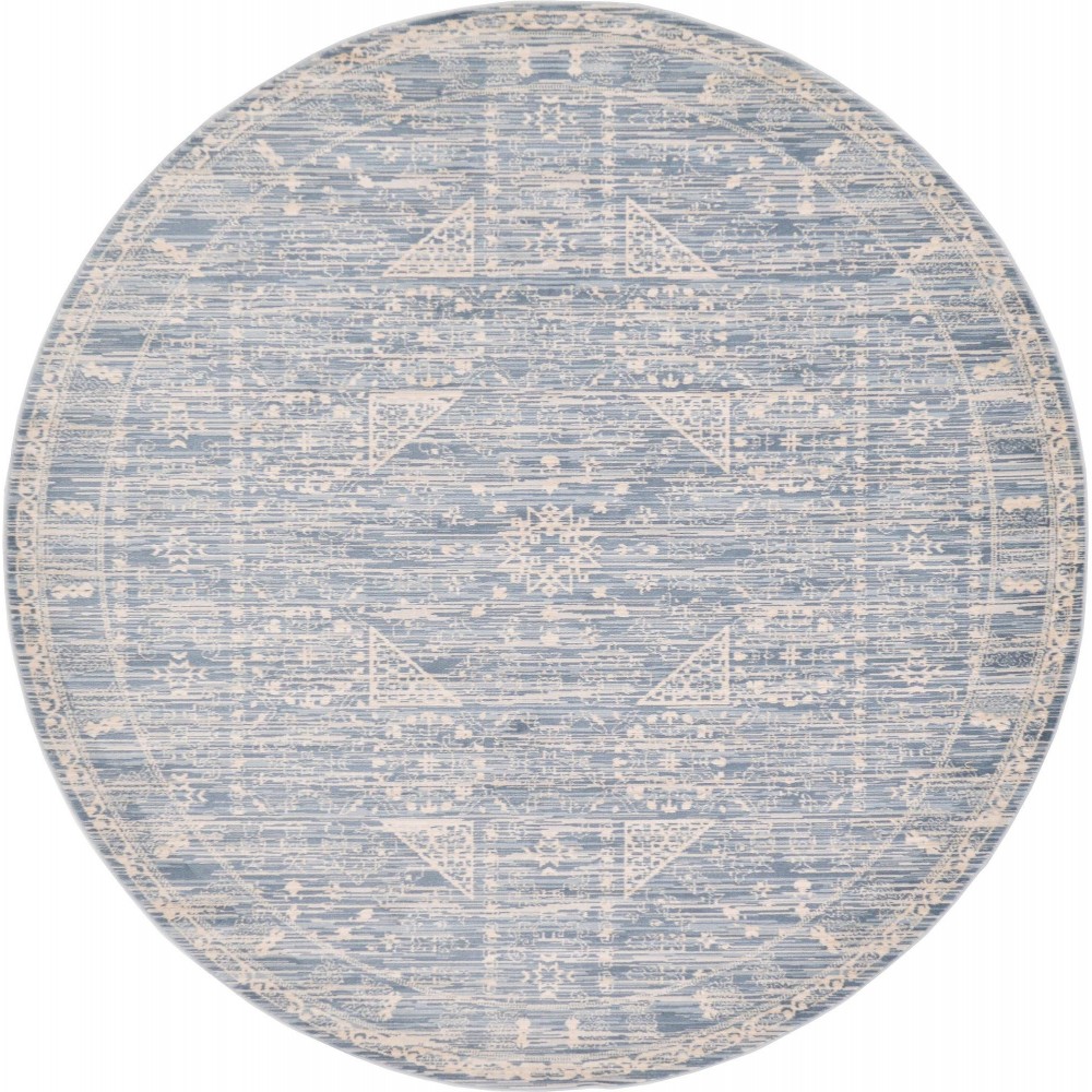 Rug Unique Loom Paris Blue Round 6' 0 x 6' 0