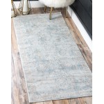 Rug Unique Loom Paris Light Blue Runner 2' 7 x 10' 0