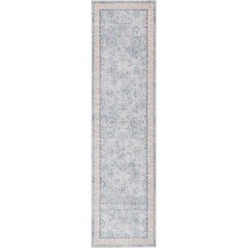 Rug Unique Loom Paris Light Blue Runner 2' 7 x 10' 0